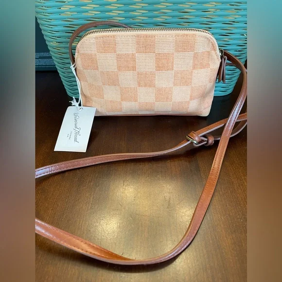 NWT Universal Thread Checkered Addison Crossbody Bag in Orange - Picture 5 of 10